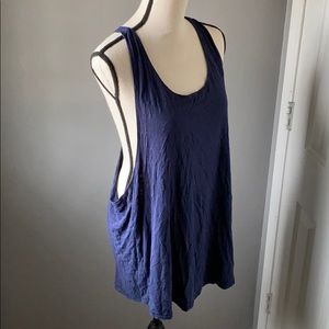 Navy Long Tank w/ Embroidered Back